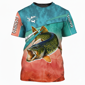 Chemise de pêche à col rond avec logo personnalisé, polyester performant, vêtements de pêche en plein air, vente en gros - Product Image 2