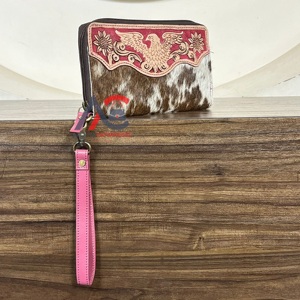 Vintage Designer Handcrafted Cowhide Leather Women Clutches Multiple Card Slots Zipper Closure Detachable <b>Wristlet</b> Wallet Purse - Product Image 1