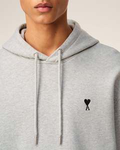 Sudadera con Capucha Gris Claro para Hombre, Corte Regular, Tejido de Algodón, Color Sólido, Estilo Casual para Otoño, Diseño con Logotipo Frontal y Bolsillo - Product Image 3