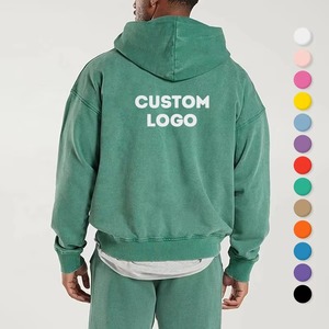 Sweat-shirt à capuche surdimensionné pour homme avec impression personnalisée, sweat-shirt à capuche en tricot lavé pour streetwear - Product Image 2