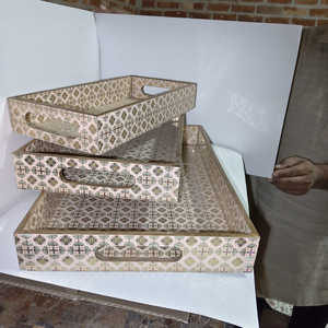 Juego de 3 bandejas de MDF de alta calidad, aspecto atractivo, muy vendido, diseño elegante, bandeja rectangular para servir a bajo precio - Product Image 3