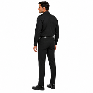 Men's <b>Black</b> Cotton Seamless Fusing Security Uniform Set Long Sleeve Shirt <b>Pants</b> Epaulettes Needle Detection Guard <b>Work</b> Wear All - Product Image 6