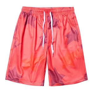 <b>Men's</b> Diamond <b>Shorts</b> 100% Polyester Mesh in Black & Turf Orange Solid Pattern with <b>Elastic</b> <b>Waistband</b> and Striped Knit Tape - Product Image 4