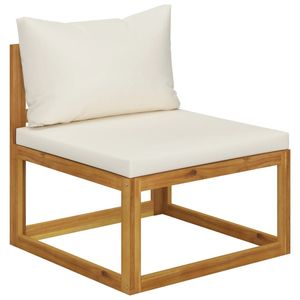 Conjunto de Sofás de Jardín en Blanco Crema y Madera Natural - Product Image 3