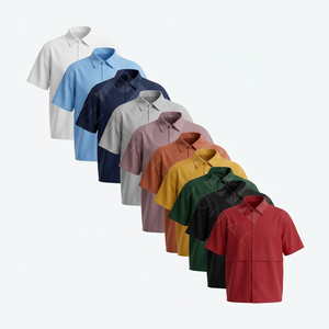 Camisa de Vestir Ligera y Transpirable, de Color Liso, Moderna, de Manga Corta, con Botones, Cuello Casual, para Oficina, Verano - Product Image 1