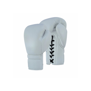 Guantes de Boxeo de Cuero Blanco con Cordones, Protección Completa para los Dedos, Equipo de Entrenamiento para Adultos de 14 Años en Adelante, Unisex, para Artes Marciales - Product Image 1