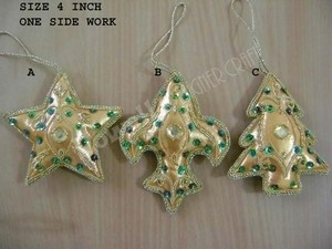 Décorations de Noël suspendues de luxe en velours et soie brodées à la main, ornements de sapin en forme d'étoile scintillante, très vendus - Product Image 3