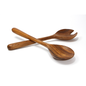 Juego de Cubiertos para Ensalada de Madera Suar de Grado Alimenticio, Color Marrón Claro, Diseño Clásico, Natural, Duradero, Ecológico, Utensilios de Cocina, Juego de Cucharas para Mesa - Product Image 1