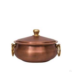 Stainless Steel Straight Wall Casserole Hot Pot <b>Food</b> Warmer Gold Brass Knob Handles Buffet <b>Server</b> Serving Bowl - Product Image 3
