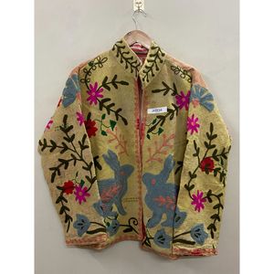 Boho Suzani Kantha Embroidery Eco-Friendly Woven Breathable Autumn Floral <b>Jacket</b> <b>Women</b> full sleeves Regular Fit Size <b>Jacket</b> - Product Image 3