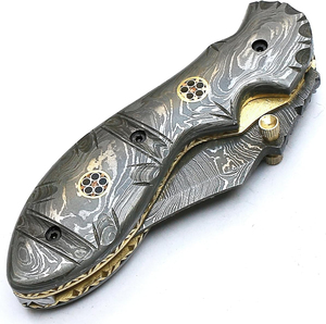 Couteau pliant en acier Damas de haute qualité, manche confortable en os de chameau avec design optimal pour une prise en main ferme, personnalisable OEM - Product Image 5