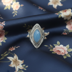 Blue Chalcedony Gemstone 925 Silver <b>Ring</b> Vintage Marquise <b>Statement</b> <b>Ring</b> Rose Gold Yellow Gold Plated Handmade Jewelry for her - Product Image 5