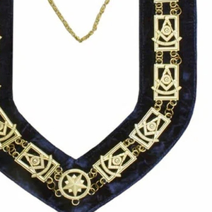 Top Selling <b>Cheap</b> Price Grand Lodge Masonic Collar <b>Chain</b> on Blue Velvet Gold Plated Masonic <b>Chain</b> Collar OEM ODM Service - Product Image 2