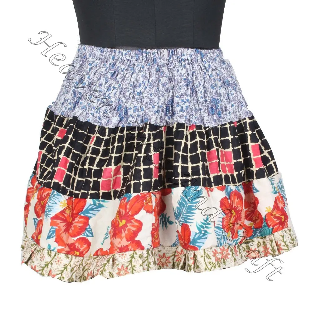 *Hot* Vintage Indian Boho Hippie Mini Length Patch Work Cotton Mini Skirt