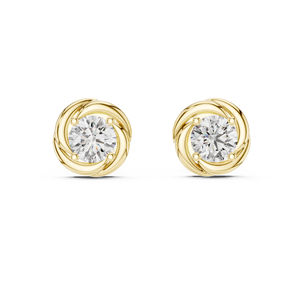 exquisite swirl round cut diamond stud earrings in solid gold handcrafted luxury fine jewelry for women brides and gift - Product Image 3