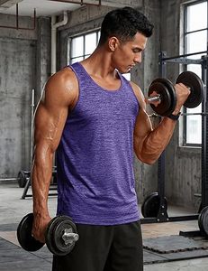 Camiseta sin Mangas para Hombre, Color Morado, Cuello Redondo, Secado Rápido, Color Sólido, Poliéster, Estilo Deportivo Informal, Tejido de Punto - Product Image 4