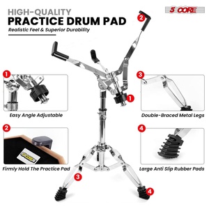 5Core Drum <b>Practice</b> <b>Pad</b> Set 12" Snare Drumming Stand Double Sided Silent Drummer Kit - Product Image 2