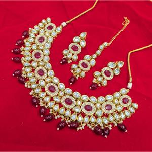 Exquisite Gold Plated Kundan Stone and <b>Beads</b> Necklace <b>Set</b> 11151663PU a Stylish Fine Jewelry <b>Set</b> - Product Image 1