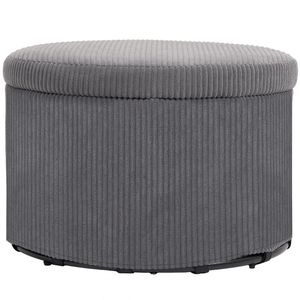 Round <b>Storage</b> Footstool Ottoman in Gray Convenient <b>Stools</b> & Ottomans - Product Image 5