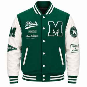CHALASA SPORTS Embroidered <b>Men's</b> Varsity <b>Jacket</b> OEM Manufacturer High Quality Winter Fall Denim Quick Dry Breathable Fleece - Product Image 1