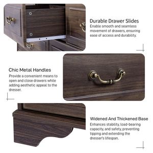 Cassettiera a 7 cassetti marrone per camera da letto, mobile contenitore ampio per soggiorno e ingresso di casa - Product Image 3