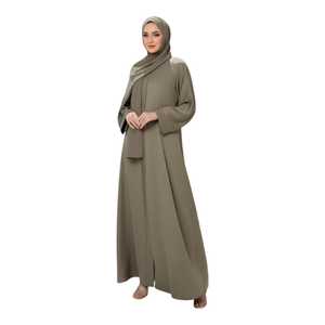 Abaya élégante en georgette et mousseline, vêtement musulman traditionnel, robe de prière islamique, tenue modeste de luxe, commandes en gros directes d'usine - Product Image 1