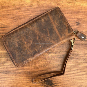 Venta al por mayor de alta calidad de lujo de marcas famosas de cuero genuino con cremallera carteras de cuero de grano completo diseñador Cartera de pulsera para las mujeres - Product Image 2