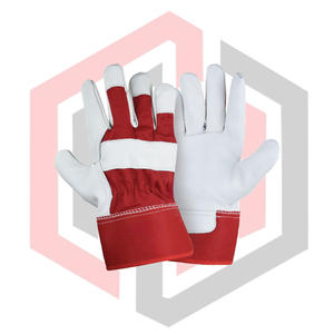 Gants de travail en cuir de veau rouge beige, résistants aux déchirures, respirants, antistatiques, paume en cuir, pour la lutte contre l'incendie, sans silicone, anti-impact - Product Image 1