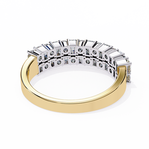 Bague de fiançailles et de mariage en or massif 14 carats avec diamant de laboratoire taille brillant rond et taille radiant, HPHT CVD - Product Image 5