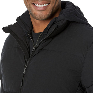 Men's Hooded Puffer Jacket Gray Down Filled Windproof Casual Winter <b>Coat</b> With Zipper Closure Regular Fit Men's Puffer Jacket - Product Image 5