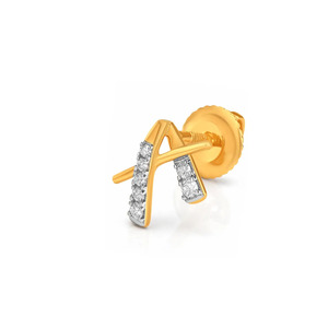 Boucles d'oreilles clous en diamant avec ligne rectangulaire dorée - Product Image 3