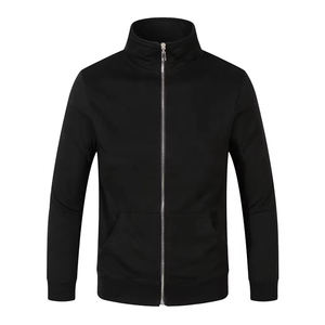Veste à capuche en molleton noir pour homme, impression numérique unie, coupe classique, 100% coton, coupe-vent, vêtements décontractés d'extérieur, vêtements d'hiver - Product Image 1