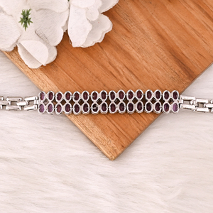 Luxury Purple Amethyst Tennis <b>Bracelet</b> Handmade 925 Silver Unisex Jewelry - Product Image 4