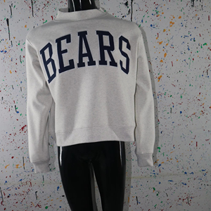 Sweat-shirt à col montant gris cendré BEARS, 100% bleu, broderie appliquée, col large, URBAN PRODUCTIONS - Product Image 1