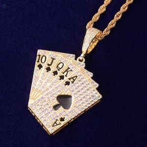 Pendentif Carte de Poker Hip Hop Bling avec Diamant de Laboratoire Plaqué Or Massif 10JQKA Pendentif Cœur de Pique - Product Image 4