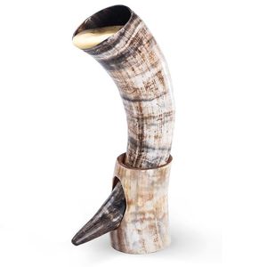 Handmade Buffalo Drinking Horn Premium Quality Natural <b>Beer</b> Mug with Leather Belt Holder for Travel - Product Image 2