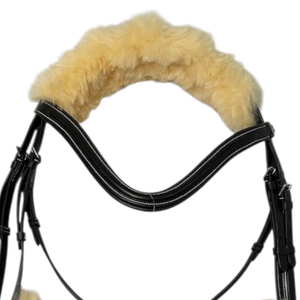 Conjunto de pechera y brida de cuero anatómico acolchado de piel de oveja de lujo personalizado con forro de piel suave para equipo de salto -Cob-Full - Product Image 3