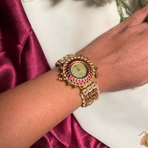 Sana Antique Designer Brass Watch Bracelet - Product Image 1