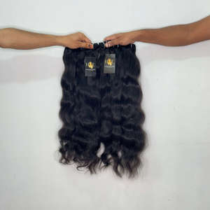 Extensiones de Cabello Virgen Natural Ondulado y Liso, Cabello Humano Brasileño Virgen Natural Negro Profundo Rizado en Trama, Paquetes de Cabello Virgen Natural - Product Image 1
