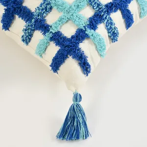 MORE Boho Style <b>Square</b> Tufted Cotton Cushions & <b>Pillows</b> with Tassels for Home & Hotel Use - Product Image 1