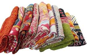 Handmade Indian Kantha <b>Quilt</b> Printed Cotton Bohemian Style All-Season Bedspread Home Decor Coverlet - Product Image 3