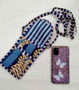 Housse de téléphone portable en coton imprimé, sac bandoulière matelassé avec sangle, mini pochette pour téléphone, cadeau pour elle - Product Image 5