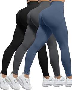 Leggings de yoga sans couture couleur bordeaux à séchage rapide pour femmes, 100% coton, taille haute, logo personnalisé, leggings pour femmes en vente - Product Image 3