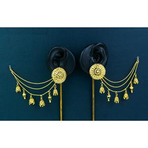 Ensemble de boucles d'oreilles indiennes plaquées or Ensemble de boucles d'oreilles Jhumka Jhumki florales multicouches fabricant indien de bijoux pour femmes - Product Image 3