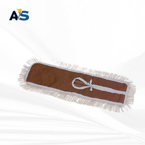 A&S Durable 5x40 White Dust <b>Mop</b> with Synthetic Cotton Fibers Cut-End Design and Brown Backing for Multi-Floor Cleaning - Product Image 2