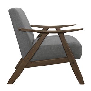 Poltrona Moderna da Soggiorno in Tessuto Grigio con Finitura in Legno di Noce, Cuscino per Schienale e Seduta, Arredamento per la Casa - Product Image 3