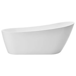 Vasca da Bagno Freestanding Contemporanea in Acrilico Bianco da 67 Pollici, Forma Ovale Elegante, Scarico con Troppopieno in Nichel Spazzolato, per 2 Persone - Product Image 1