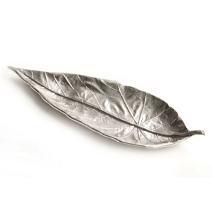 Plat de service élégant en aluminium, forme de feuille, finition argentée, plat de service alimentaire, ustensiles de cuisine, plat à fruits secs et à collations pour la table - Product Image 4