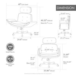 Sedia da Ufficio con Braccioli Regolabili, Seduta Larga, Poggiatesta e Ruote, Design Incrociato - Product Image 6