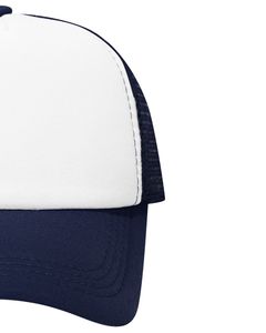 Gorra trucker azul marino y blanca personalizada con malla trasera, cierre ajustable, transpirable, frente de espuma de poliéster, logotipo personalizado, gorra de béisbol. - Product Image 2